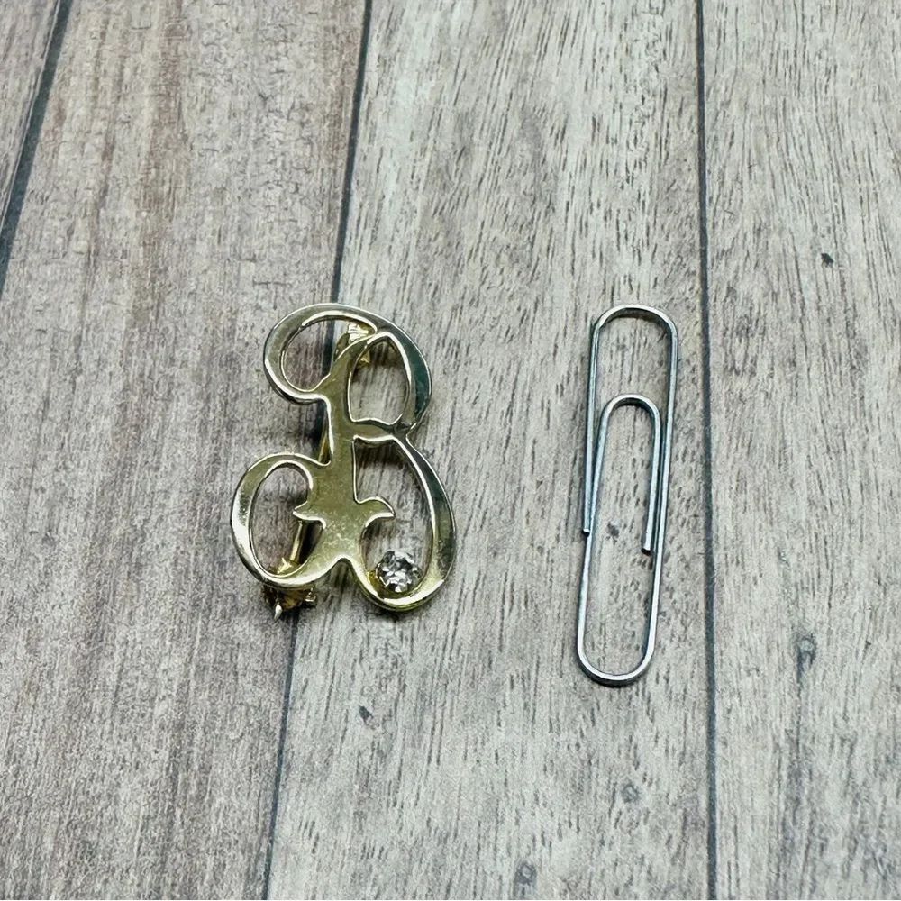 Gold Initial B With Crystal Brooch B9
